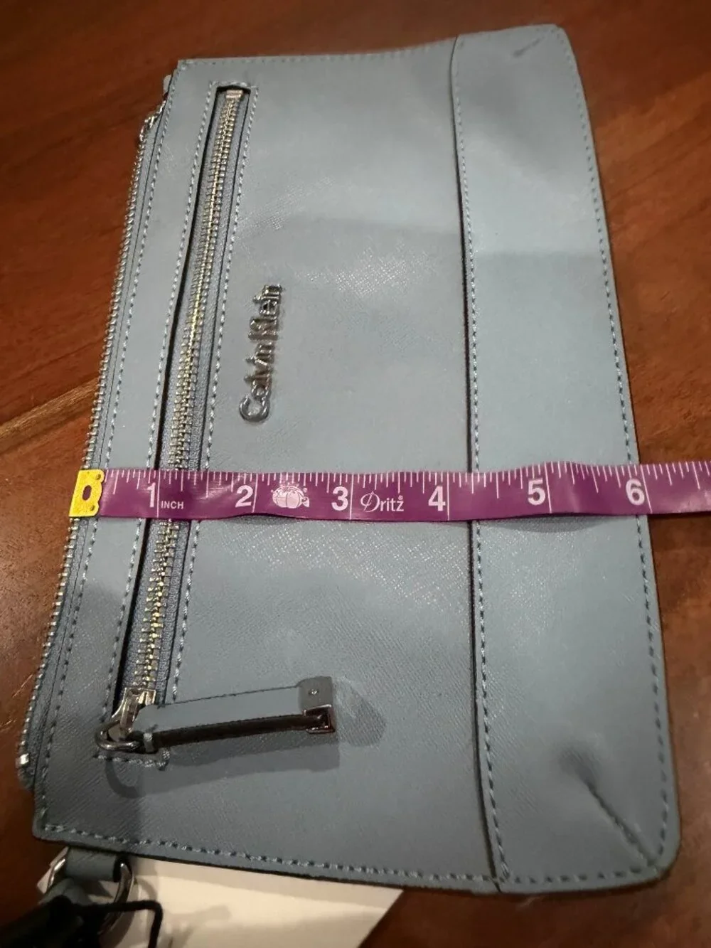 Calvin Klein NWT Light Blue Leather Wristlet